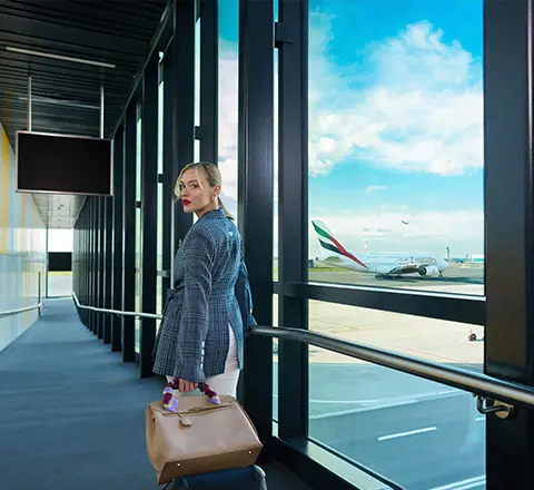 a passenger walking towards the flight